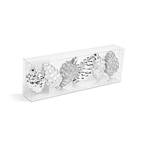 Set decor pentru brad - conuri argintii - 6 cm - 6 buc / set