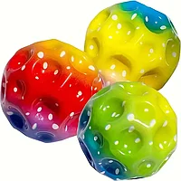 Set 3 mingi Saltarete cu lumini, super space ball, culoare curcubeu, 7 cm
