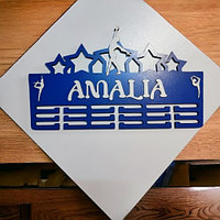 Suport medalii balerină personalizat albastru 40 cm