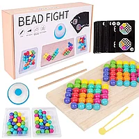 Joc de atentie, rabdare, sortare si indemanare, 64 bile colorate din lemn si accesorii, Montessori