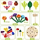 Joc pentru sortarea si stivuirea florilor de gradina, din lemn si fetru, Montessori - foto 6 - id-p93248782