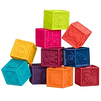 Set 10 cuburi senzoriale pentru stivuit, cu cifre si animale
