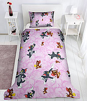 Set lenjerie pentru bebelusi cu aparatori laterale, Tom & Jerry, bumbac 100%