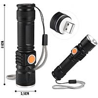 Tactical manual Lantern Polis BL 515-T6, încărcare USB, Zoom