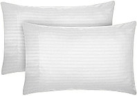 Set huse perna din damasc, dunga 2 cm, densitate 185 g/mp, Alb 45 x 45 cm