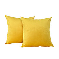 Set 2 huse pernute decorative din catifea cu fermoar, Madison, densitate 700 g/ml, Galben 50 x 50