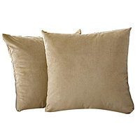 Set 2 huse pernute decorative din catifea cu fermoar, Madison, densitate 700 g/ml, Amber Gold 50 x 50