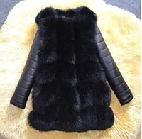 Palton de iarnă pentru femei cu mâneci din piele. (11205)