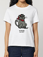 Tricou pictat manual-Too COOL for this Planet-Gray, Femei
