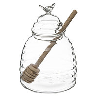 Borcan de sticla depozitare miere cu lingura Secret de Gourmet, 14 cm