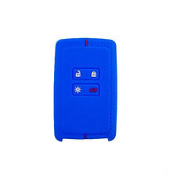 Husa Cheie Silicon, Renault Megane, Kadjar, Captur, Clio, 4 Butoane , Smartkey, Albastra cu dunga rosie