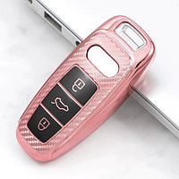 Husa Cheie Audi Q8 A8 SmartKey TPU+PC Pink Carbon