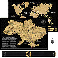 2 în 1 hartă screch a lumii și harta screch a Ucrainei - harta de călătorie ștersă într -un tub - card de