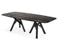 Masă dining fixă JUNGLE 200 Drepte Negru mat Marmură Onix Auriu