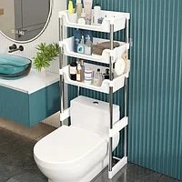 Raft organizator deasupra vasului de toaleta, 3 polite, 173 x 48.5 x 26 cm, alb