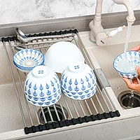 Suport uscare vase pentru chiuveta, pliabil, inox, 34 x 47cm
