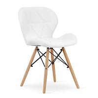 Scaun stil scandinav, Mercaton, Lago, piele ecologica, lemn, alb, 47x38x73 cm