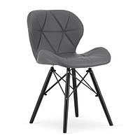 Scaun stil scandinav, Mercaton, Lago, piele ecologica, lemn, gri si negru, 47.5x52x74 cm