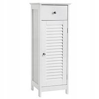 Dulap baie, Vasagle, placa MDF, 1 raft, 1 usa, 1 sertar, alb, 32x30x87cm
