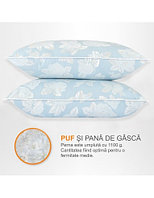 Set 2 perne puf gasca bleu cu trandafiri 50x70 cm
