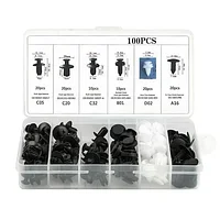 Set 100 clipsuri/ cleme auto de fixare, 6 dimensiuni, universale, plastic,CP-001