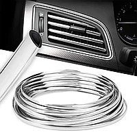 Rola Ornament Auto de tip "U" pentru muchii sau grila ventilatie, 15m liniari, culoare Crom SILVER AVX-T5288