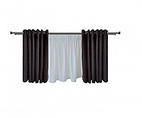 Set complet pentru fereastra Galerie PRINCE 19/19 - inox + Perdea 1008-V03 krem + Draperie soft V13- inele