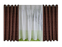 Set complet pentru fereastra DRAPERIE EVEREST WENGE CU INELE INOX + PERDEA 1008