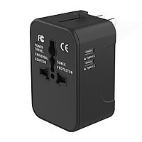 Adaptor pentru Priza 2 x USB-C, EU, UK, AUS, US - Techsuit (HHT202-2C) - Black