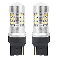 Set becuri auto cu LED CANBUS, 3030, 24SMD, compatibil T20, 7440, WY21W, Portocaliu, 12V 24V, destinat