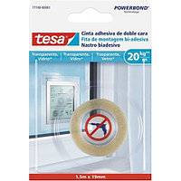 Tesa 77740-1.5mx19mm Bandă montaj pentru suprafețe transparente & sticlă 20kg/m