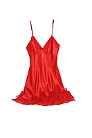 Rochita de noapte/pijama sexy din satin, pentru dama-ROSU,L