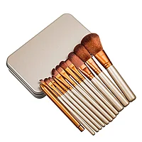 Set 12 pensule machiaj profesionale make-up pentru fond de ten, gene, mascara, contur, fard de obraji,
