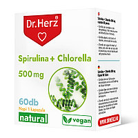 Capsule vegane spirulina si chlorella 500 mg Dr Herz 60 buc