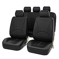 Set huse scaun auto UNIVERSALE din piele ecologica NEGRU AG338E - 11 piese