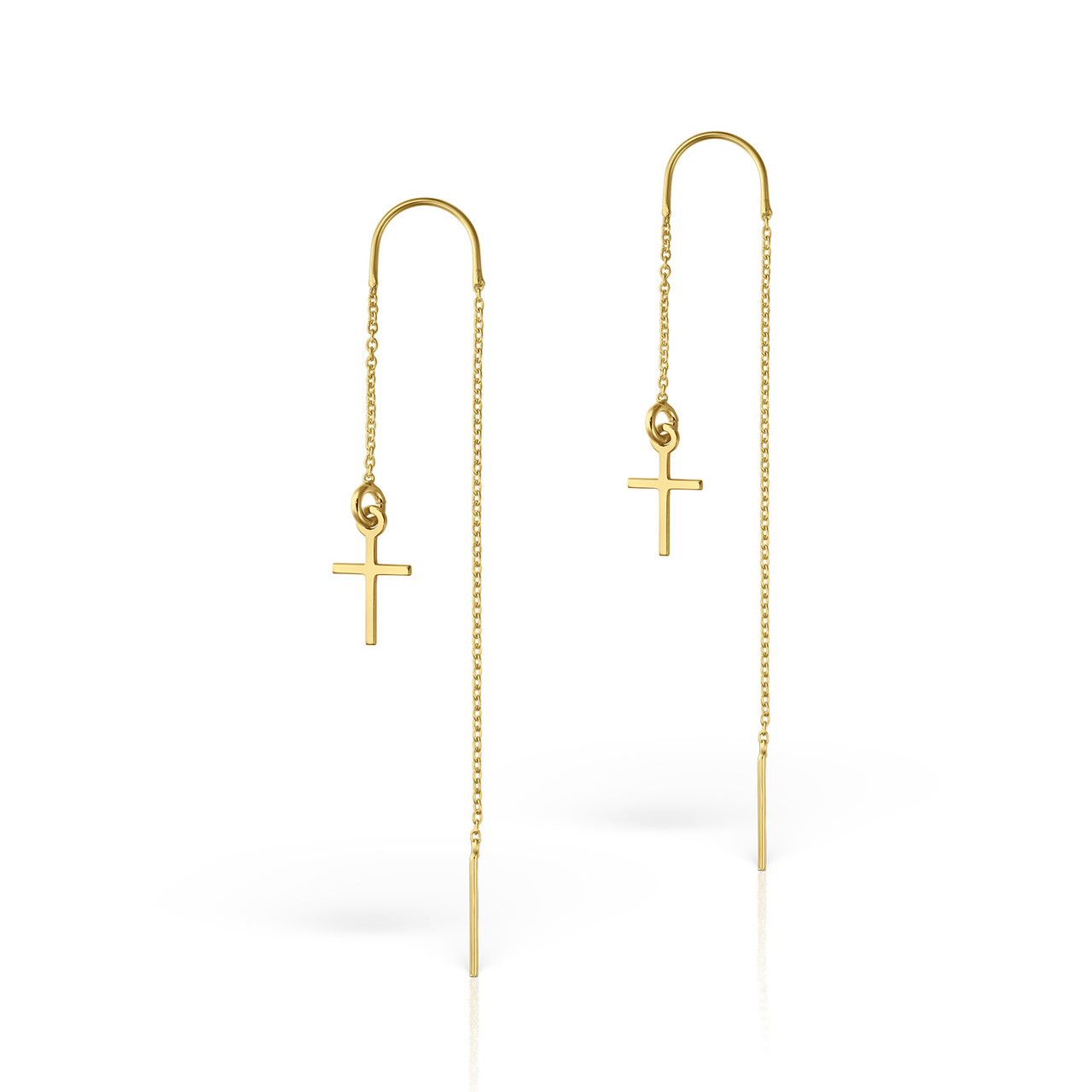 Cercei lant cu charm cruciulita, argint 925 placat cu aur de 18K - foto 1 - id-p90060364