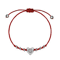 Bratara snur Mandala Hearts, cu margele, argint 925