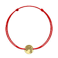 Bratara snur rosu si argint 925 placat cu aur de 18K, Full Moon Lolit