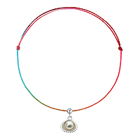 Bratara pentru picior din snur multicolor, scoica cu perla naturala, argint 925