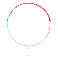 Bratara pentru picior din snur multicolor, charm soare din argint