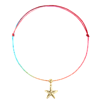 Bratara pentru picior din snur multicolor, stea de mare din argint aurit
