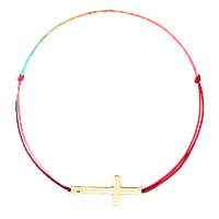 Bratara pentru picior din snur multicolor, cruce din argint aurit