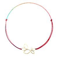 Bratara pentru picior din snur multicolor, crenguta din argint aurit