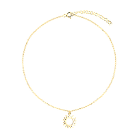 Bratara de picior din argint placat cu aur, charm soare, 19-24 cm