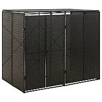 Magazie de pubele dublă, negru, 140x80x117 cm, poliratan