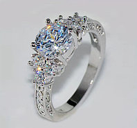 1 buc Inele de logodna de culoare argintie rafinate la moda, inel cu zirconiu alb de moda, bijuterii de nunta