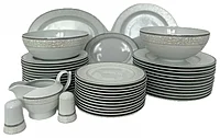Serviciu de Masa pentru 12 Persoane, 44 piese rotund, Apulum, banda frunza arginitiu