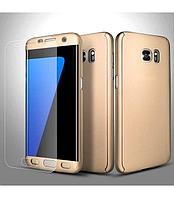 Husa Samsung Galaxy S7 Edge, FullBody Elegance Luxury Gold, acoperire completa 360 grade cu folie de protectie