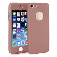 Husa Apple iPhone 5/5S/SE, FullBody Rose-Gold, acoperire completa 360 grade cu folie de sticla gratis