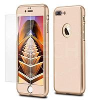 Husa Apple iPhone 7 Plus, FullBody Gold, acoperire completa 360 grade cu folie de sticla gratis